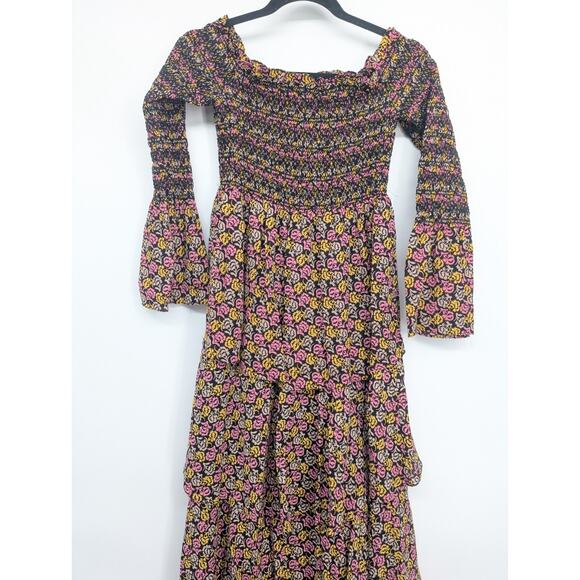 A.L.C. Amalia Tiered Floral Off the Shoulder Smocked Silk Maxi Dress Sz 2 #1C507 - Picture 6 of 11